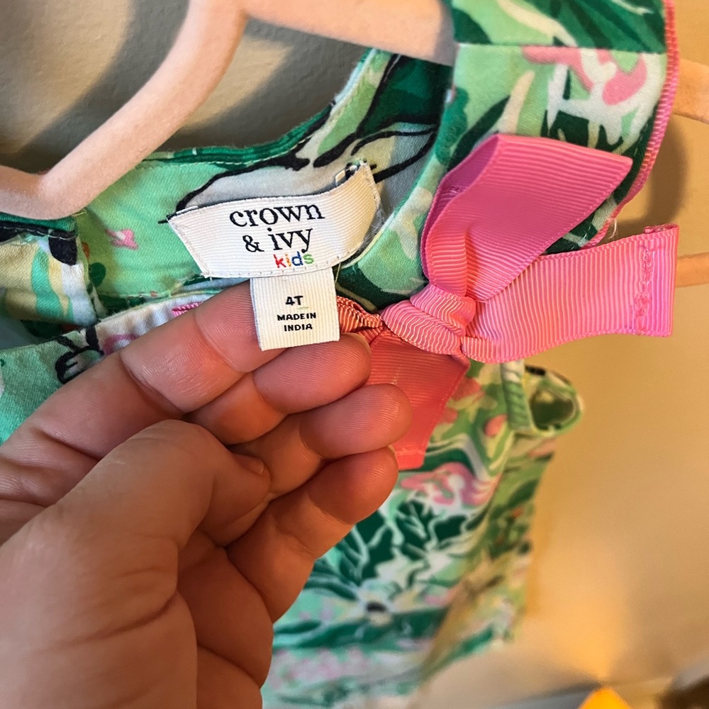 Crown & Ivy Girls sleeveless Floral Bunny Bow Dress Size 4T - Picture 2 of 3